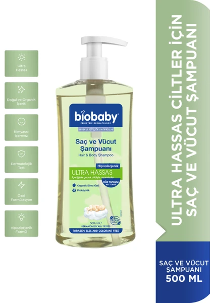 Biobaby Ultra Hassas Saç Ve Vücut Şampuanı 500 ml Prebiyotik Alman Papatyası - Organik İçerik