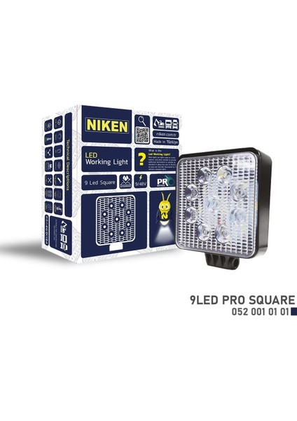 Çalışma Lambası Pro 9 Ledli Kare 22-27 W