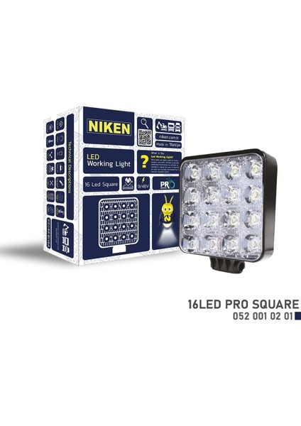 Çalışma Lambası Pro 16 LED Kare