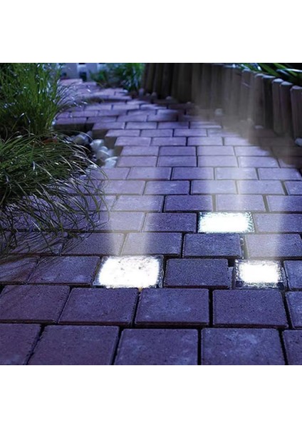 PM-21649 Solar Ledli Mavi Tuğla Görünümlü Bahçe Dekorasyon Aydınlatma