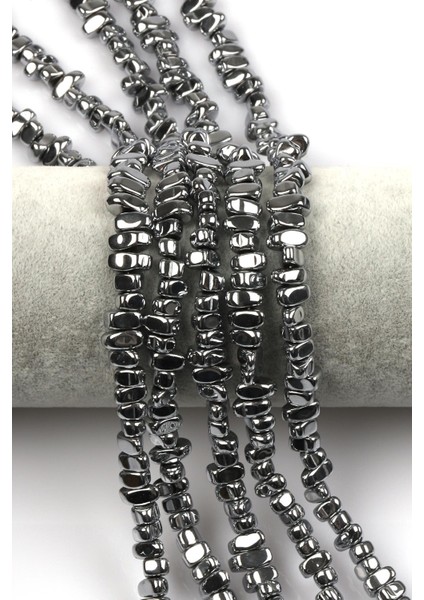 Gümüş Gri Renkli Hematit Dizi 4 x 8 mm Kırık Model Kesim