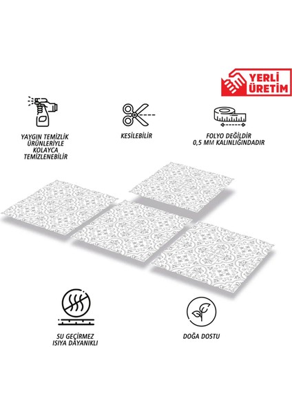 Kendinden Yapışkanlı Gri Motifli Desenli Pvc Karo 30X30 cm (56 Adet) 5m2
