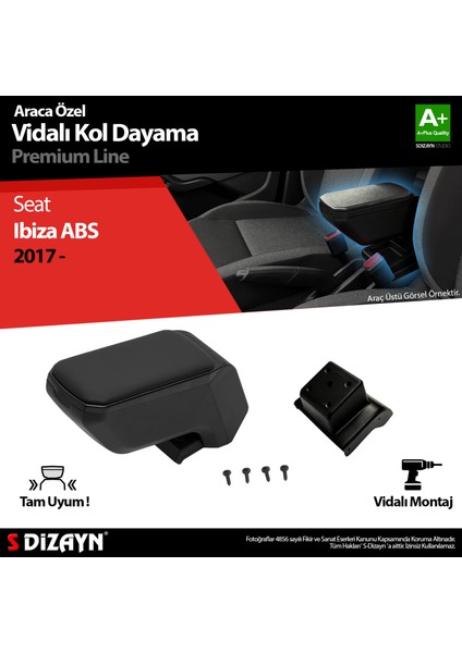 Seat Ibiza Abs Vidalı Kol Dayama Kolçak Siyah 2017 Üzeri A+ Kalite