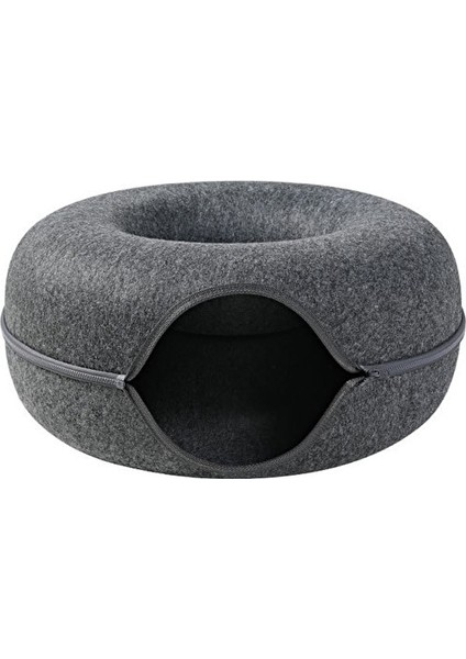 Keluofu Yuvarlak Donut Keçe Kedi Tüneli - Gri (Yurt Dışından)