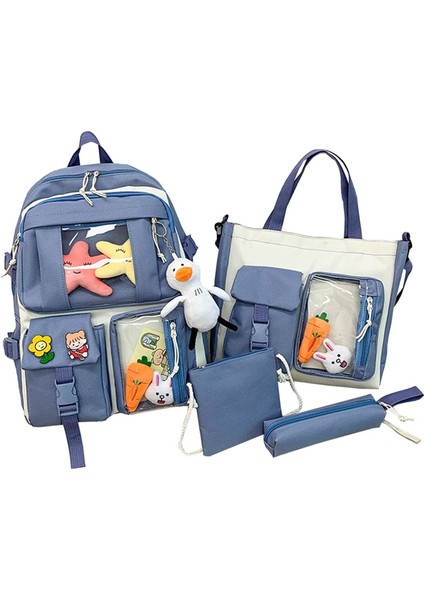 Deweiqi Pin ve Aksesuarlar 4'lü Kawaii Okul Sırt Sırt Çantası (Yurt Dışından)