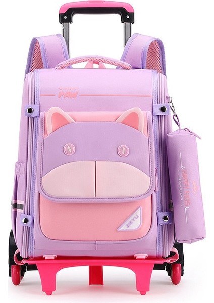 Love Home Lovehome Çocuklar Için Büyük Kapasitelii Çekçekli Tekerlekli Sırt Çantası - Mor (Yurt Dışından)