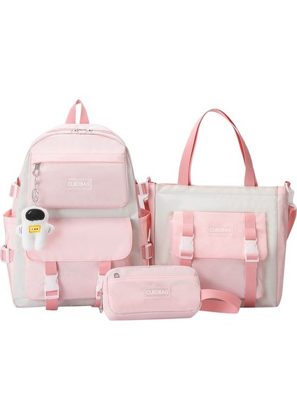 Clbdbag Ilkokul Öğrencilerinin Okul Çantası 3 Parça Set Kadınlar Sırt Çantası Büyük Kapasiteli Seyahat Sırt Çantası(Aksesuarlar Dahil) (Yurt Dışından)