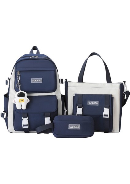 Clbdbag Ilkokul Öğrencilerinin Okul Çantası 3 Parça Set Kadınlar Sırt Çantası Büyük Kapasiteli Seyahat Sırt Çantası(Aksesuarlar Dahil) (Yurt Dışından)