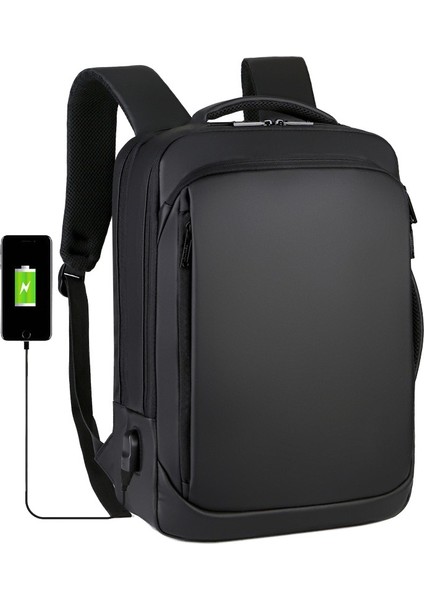 Black Tea 15.6 Inç Su Geçirmez Dizüstü Iş Bilgisayar Sırt Çantası USB (Yurt Dışından)