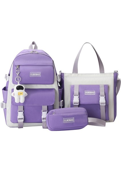 Clbdbag Ilkokul Öğrencilerinin Okul Çantası 3 Parça Set Kadınlar Sırt Çantası Büyük Kapasiteli Seyahat Sırt Çantası(Aksesuarlar Dahil) (Yurt Dışından)