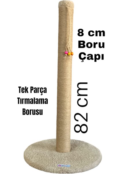 82 cm Uzun Boy Yuvarlak Taban Tek Parça 8 cm Boru Çapı Kedi Tırmalama Tahtası