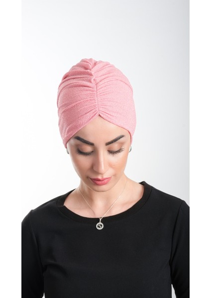 Pembe Pratik Hazır Geçmeli Tesettür Bone Fukuro Simli Büzgülü 2116_04 fiyatları