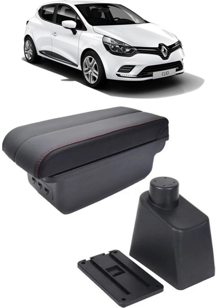 Renault Clio 4 2011-2017 Delmesiz Vidasız Kol Dayama Kolçak Siyah Dikişli