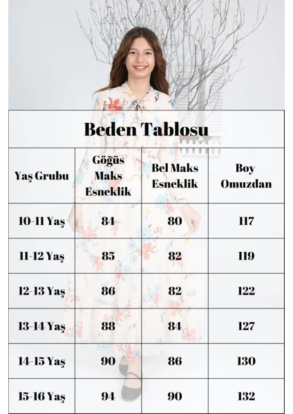 Kız Çocuk Çiçek Desenli Tam Boy Uzun Şifon ELBISE-ELB-0034 fiyatları