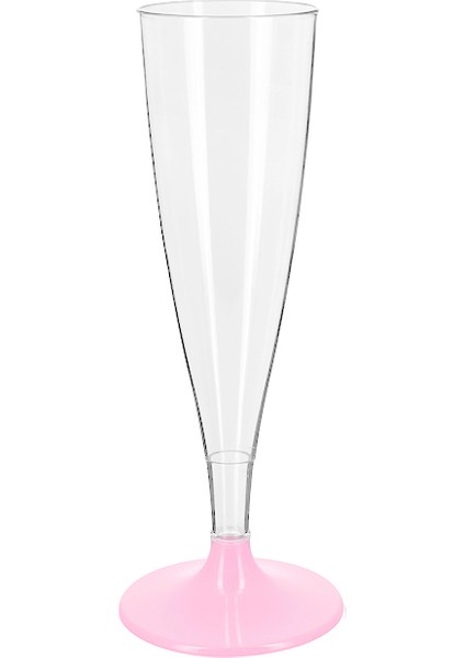 6 Lı Pembe Plastik Şerbet , Şampanya ve Şarap Için Bardak ( Kadeh )