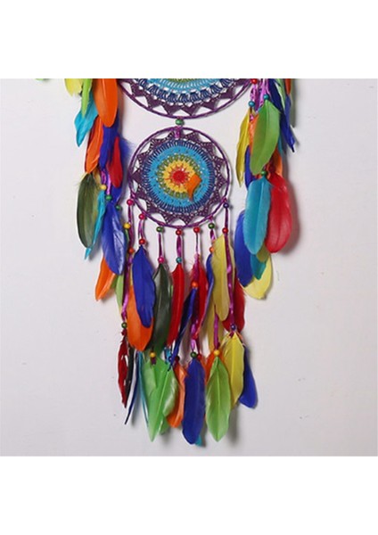 Hint Tarzı Üç Halkalı Dream Catcher Ev Dekorasyon Kolye Rüya Tuzağı Şenlikli Dekorasyon Kolye (Yurt Dışından)