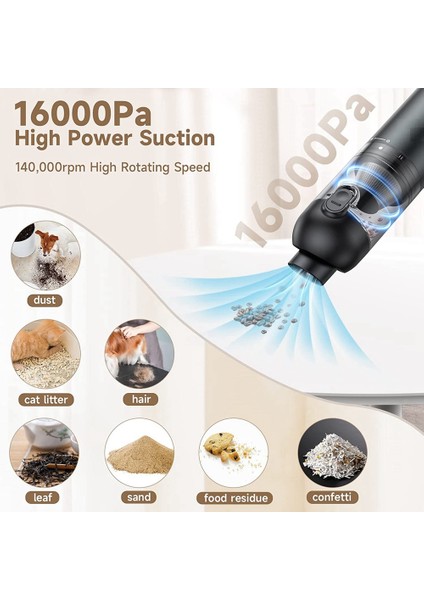 El Süpürgesi 16000PA, Güçlü Güçlü Mini Temizleyici, Toz Akülü Şarj Edilebilir (Yurt Dışından)