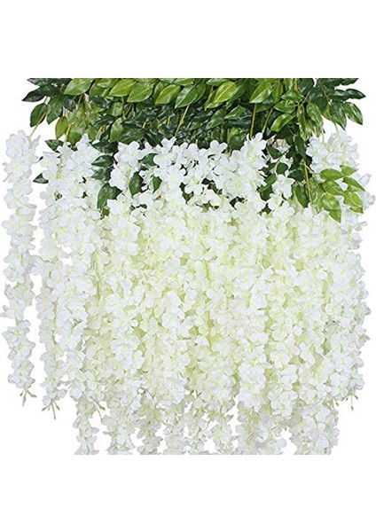 12 Adet Wisteria Çiçek Sarmaşıkları Çelenk, 3,75 Feet Yapay Çiçek Dizeleri, Asılı Çiçekler, Ipek Wisteria C (Yurt Dışından)