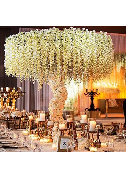 12 Adet Wisteria Çiçek Sarmaşıkları Çelenk, 3,75 Feet Yapay Çiçek Dizeleri, Asılı Çiçekler, Ipek Wisteria C (Yurt Dışından)