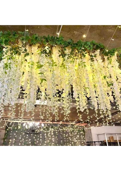 12 Adet Wisteria Çiçek Sarmaşıkları Çelenk, 3,75 Feet Yapay Çiçek Dizeleri, Asılı Çiçekler, Ipek Wisteria C (Yurt Dışından)