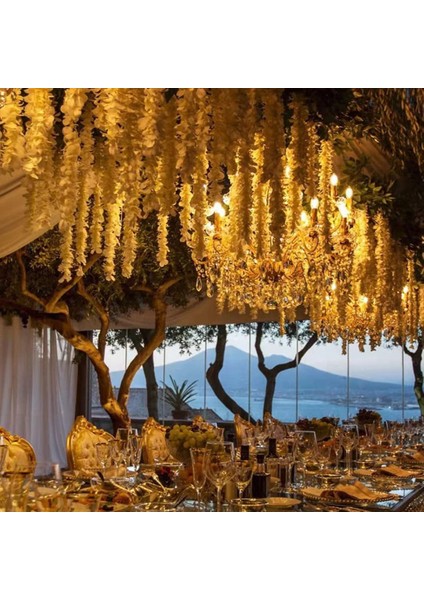 12 Adet Wisteria Çiçek Sarmaşıkları Çelenk, 3,75 Feet Yapay Çiçek Dizeleri, Asılı Çiçekler, Ipek Wisteria C (Yurt Dışından)