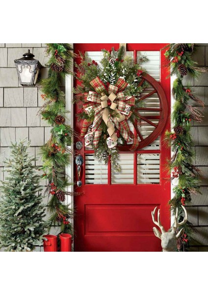 Noel Kış Çelenk Kapı Kolye Çiftlik Evi Taşıma Tekerleği Noel Süs Çelenk Noel Çam Kozalağı Çelenk (40 Cm) (Yurt Dışından)