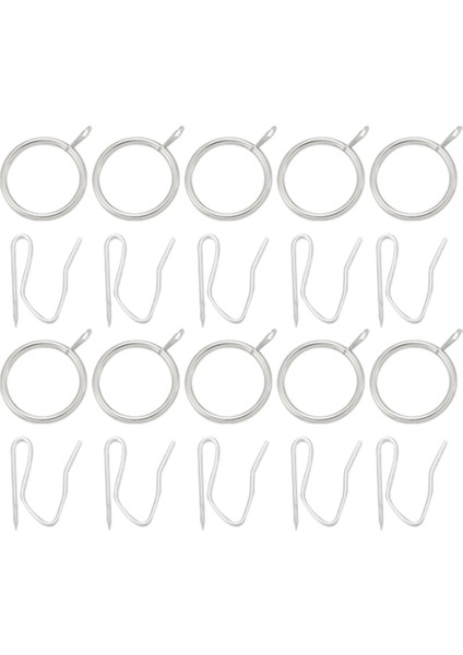 30 Adet Metal Perdelik Perde Halkaları Perde Asılı Halkaları ve 30 Adet Perde Perdelik Pin Kanca Pencere Duş Perdesi (Yurt Dışından)