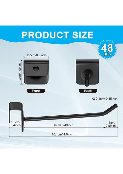 48 Adet Gridwall Kancalar 4 Inç Siyah Metal Panel Kanca Askı Kare Tüp Kancalar Hücre Ceket Kanca Peg Kancalar (Yurt Dışından)