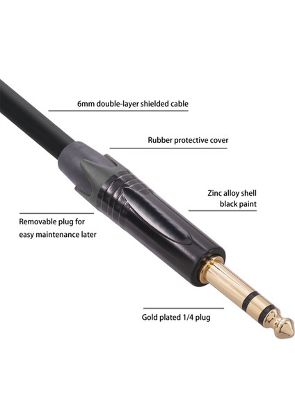 6,35MM - Xlr Jak Ses Kablosu 6,35MM (1/4ın) Erkek - 3 Pın Xlr Erkek Dengeli Arayüz Kablosu, Mikrofon Için, 3 Metre (Yurt Dışından)