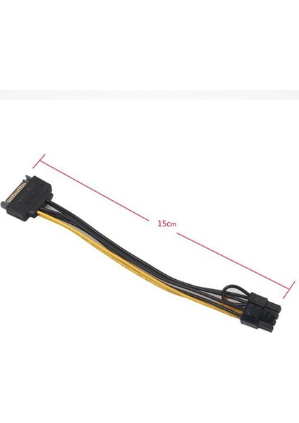 15-Pin Sata Erkek - 8-Pin (6+2) Pci-E Güç Kablosu 15CM Sata Kablosu 15-Pin - 8-Pin Kablo 18AWG Grafik Kartı Kablosu (Yurt Dışından)