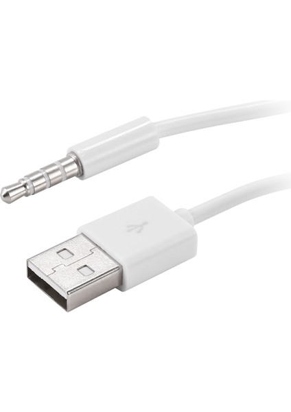 3,5 mm Fiş Ses Aux'tan USB 2.0 Fiş Adaptörü Şarj Kablosu 1m Beyaz (Yurt Dışından)