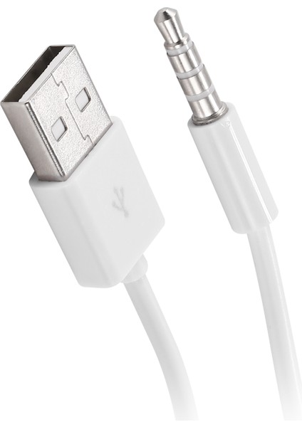 3,5 mm Fiş Ses Aux'tan USB 2.0 Fiş Adaptörü Şarj Kablosu 1m Beyaz (Yurt Dışından)