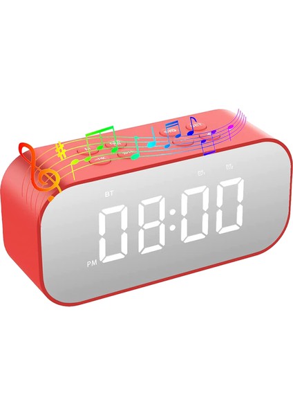 Yatak Odası/ofis Için Çalar Saat, Bluetooth Hoparlörlü Dijital Saat, Ağır Uyuyan Yetişkinler/gençler Için Çalar Saat Kırmızı (Yurt Dışından)