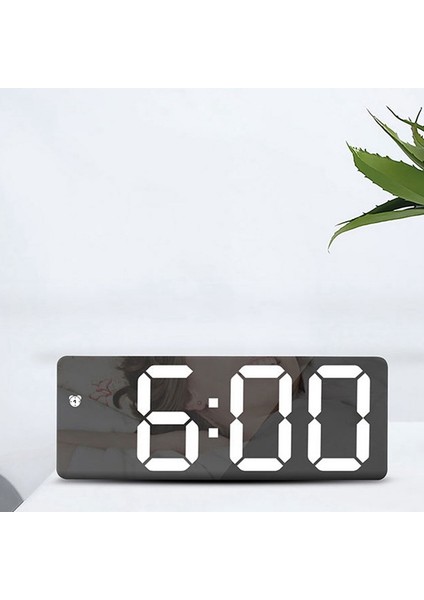 Akıllı Dijital Çalar Saat Başucu, Beyaz LED Seyahat USB Masa Saati, Yatak Odası Için 12/24H Tarih Sıcaklık Erteleme Ile, Siyah (Yurt Dışından)