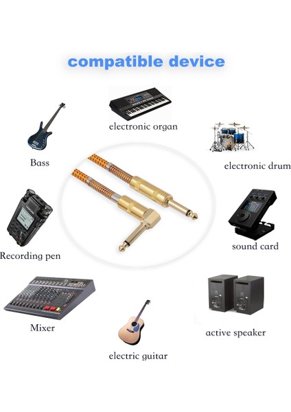 Gitar Enstrüman Kablosu 10FT Elektrikli Alet Bas Amp Kablosu 1/4 Inç Düz Sağ Açı Altın Kaplama 6.35MM Kablo (Yurt Dışından) fiyatları