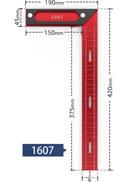 Hassas L Tipi Alüminyum Alaşımlı Kare Çizgi Işaretleme Çizgi Çizim Cetvel Çizme Ölçme Ölçer ARACI-420MM (Yurt Dışından) indirimleri