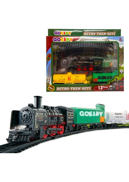 13 Parça Işıklı Retro Tren Seti