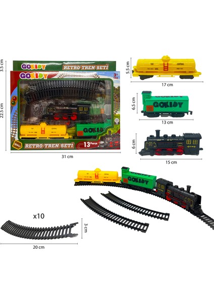 13 Parça Işıklı Retro Tren Seti modelleri