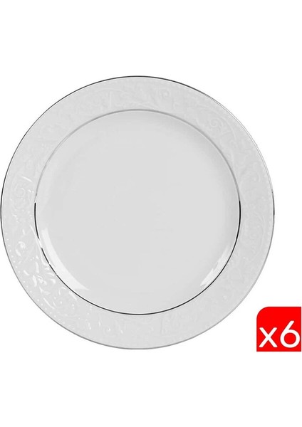 Hazan Platin Yaldız Düz Tabak 25CM 6 Lı 04POR031150