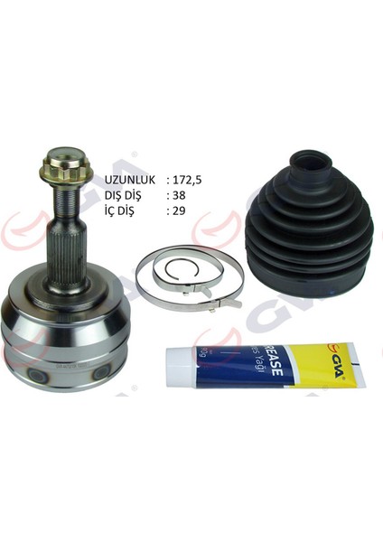 Aks Kafasi Diş Ön Transporter T5 2.5 Tdi 04-10 Axd 38X29X63 172.5MM 102008