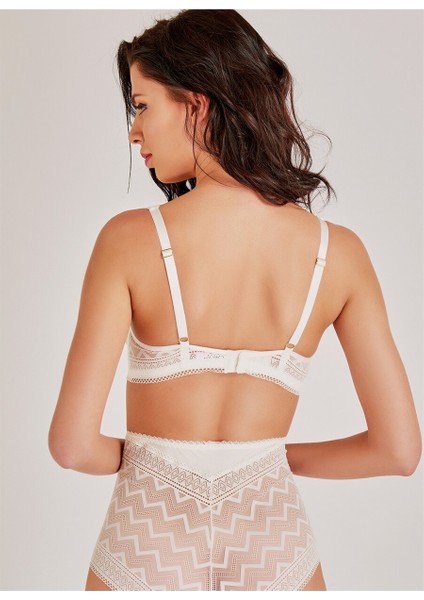 3748 Zigzag Desen Dantelli Süngerli Sütyen - Ekru