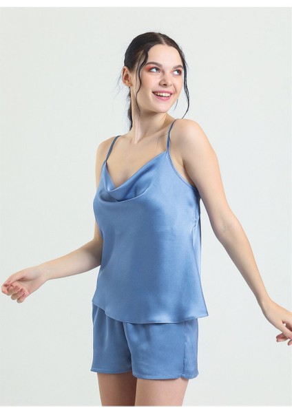 Pijama Şort Takım, Xl, Mavi