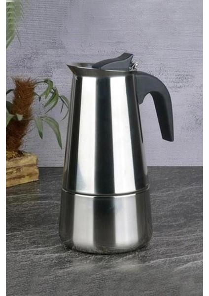 Çelik Moka Cezve - Espresso Filte Kahve Cezvesi Takımı 4 Fincanlık