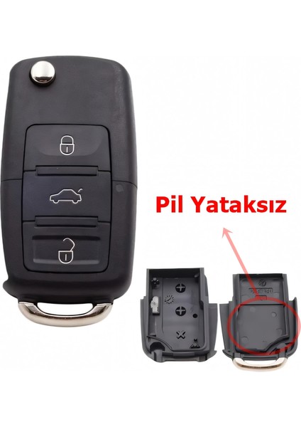 Volkswagen Tipli Akıllı Kumanda Kabı Anahtar Kabı Pil Yataksız