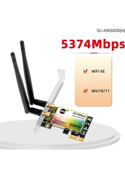 5374MBPS WIFI6E Pcıe Adaptörü Çift Bantlı 2.4g/5ghz Wifi Kartı Pc Bilgisayar Için Pcı-Express Kablosuz Kart Adaptörü AXE6000(A) (Yurt Dışından)