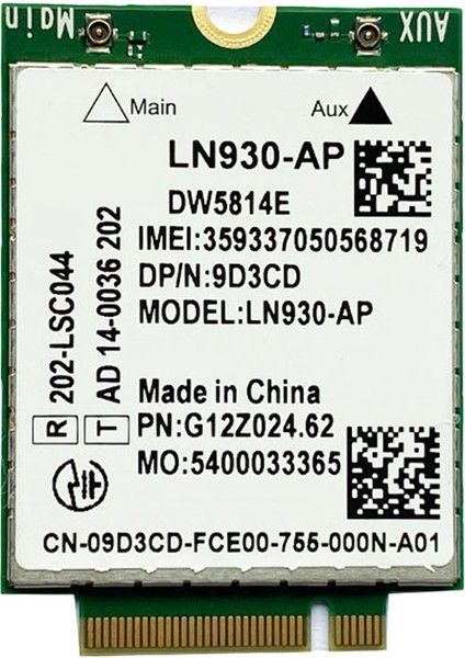 Telit LN930-AP Wifi Kartı Için DW5814E Wwan Fdd-Lte Ngff 4g Modülü Dizüstü Bilgisayarlar 5285 5480 5580 7480 (Yurt Dışından)