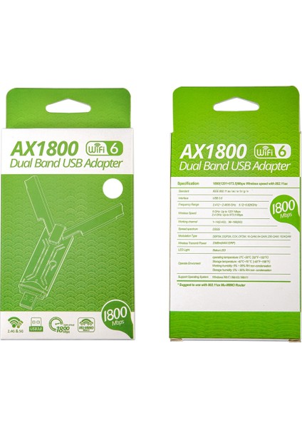 1800MBPS Wifi 6 USB 3.0 Adaptörü 2.4g 5.8g Wifi6 Dongle Ağ Kartı Desteği Win 7 10 11 Pc (Yurt Dışından)