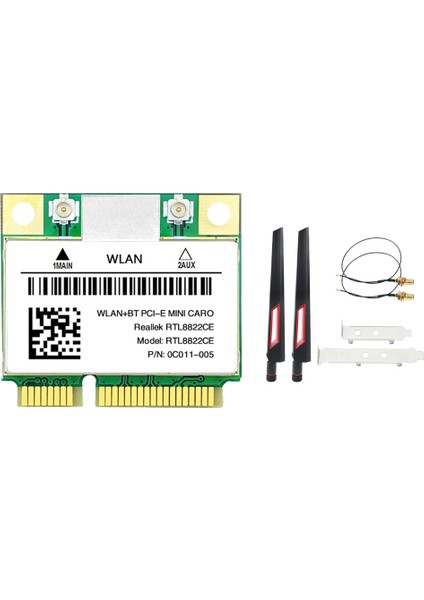 RTL8822CE Wifi Kartı +Anten Kiti 1200MBPS 2.4g+5ghz 802.11AC Ağ Mini Pcıe Bt 5.0 Desteği Dizüstü Bilgisayar/pc /11 (Yurt Dışından)