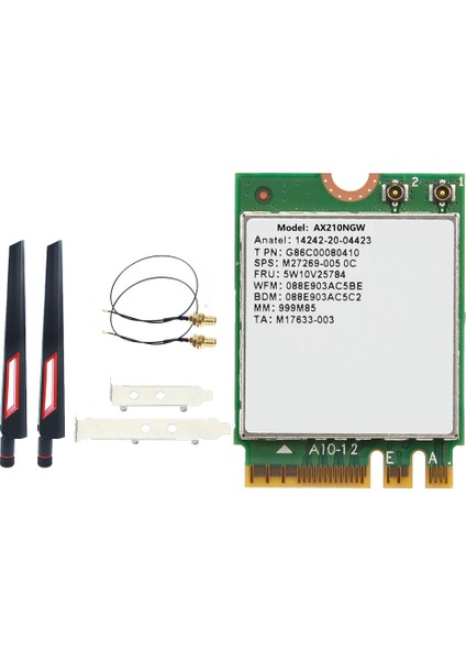 AX210 AX210NGW Wifi Kartı + Anten Wıfı 6e Bluetooth 5.2 2.4ghz 5ghz 3000MBPS M.2 Kablosuz Adaptör 802.11AX Ağ Kartı (Yurt Dışından)