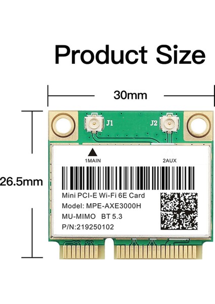 -AXE3000H Wifi Kartı + Çift Anten Wifi 6e 2400MBPS Mini Pcı-E Bt 5.3 802.11AX 2.4g/5g/6ghz Wlan Ağ Kartı Için (Yurt Dışından)